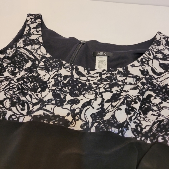 MSK black‎ dress, white bust area, sequins, sleeveless, size 14 - Picture 1 of 4